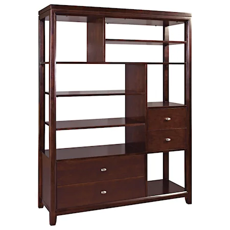 Contemporary Etagere Bookcase with 4 Drawers